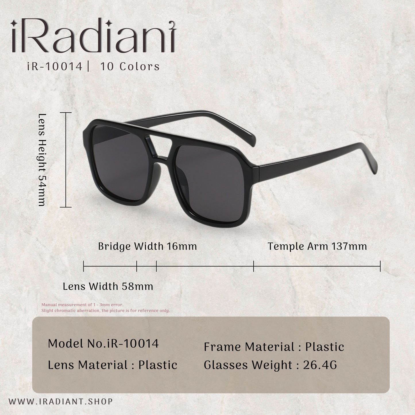 iR-10014-A ︳iRadiant Classic Rectangle Shades ︳Unisex ︳Black x Grey