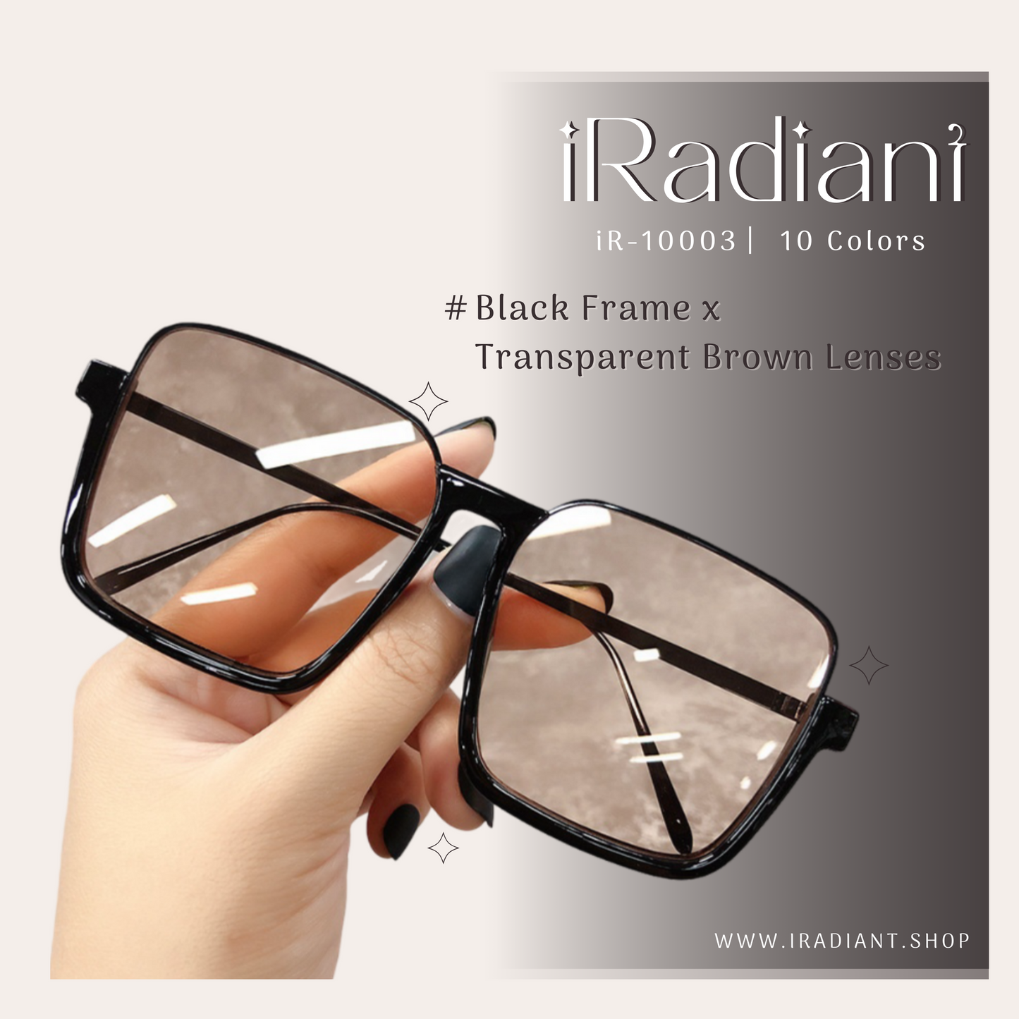 iR-10003-C ︳iRadiant Semi-Rimless Square Frame Shades ︳Unisex ︳Black Frame x Gradient Grey Lenses
