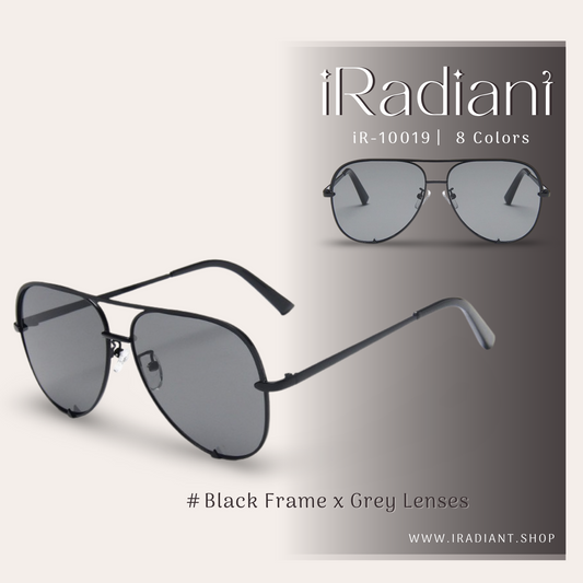 iR-10019-A ︳iRadiant Shades  ︳Unisex ︳Black Frame x Grey Lenses