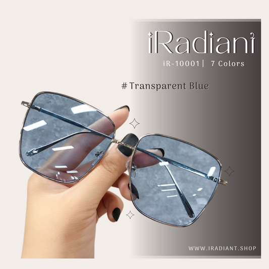 iR-10001-B ︳iRadiant Retro Alloy Square Frame Shades ︳Unisex ︳Transparent Blue
