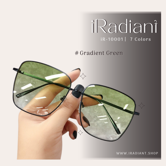 iR-10001-C ︳iRadiant Retro Alloy Square Frame Shades ︳Unisex ︳Gradient Green