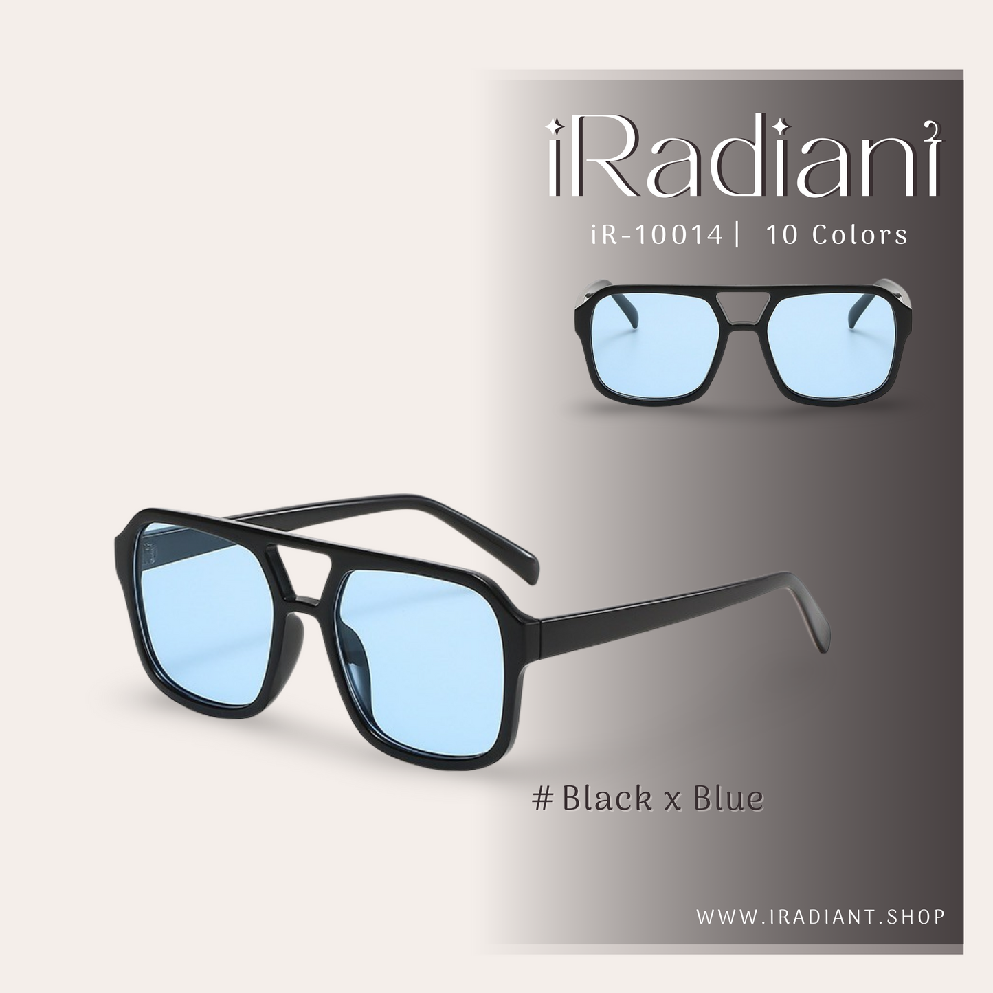 iR-10014-E ︳iRadiant Classic Rectangle Shades ︳Unisex ︳Black x Blue