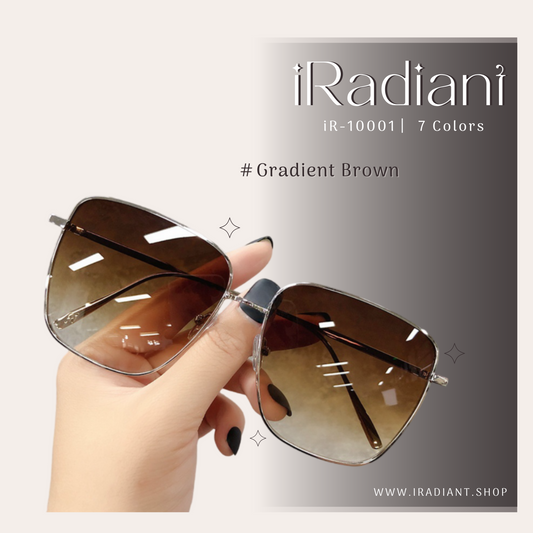 iR-10001-E ︳iRadiant Retro Alloy Square Frame Shades ︳Unisex ︳Gradient Brown