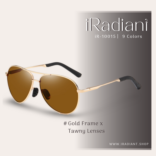 iR-10015-F ︳iRadiant Aviator Glasses  ︳Unisex ︳Gold Frame x Tawny Lenses